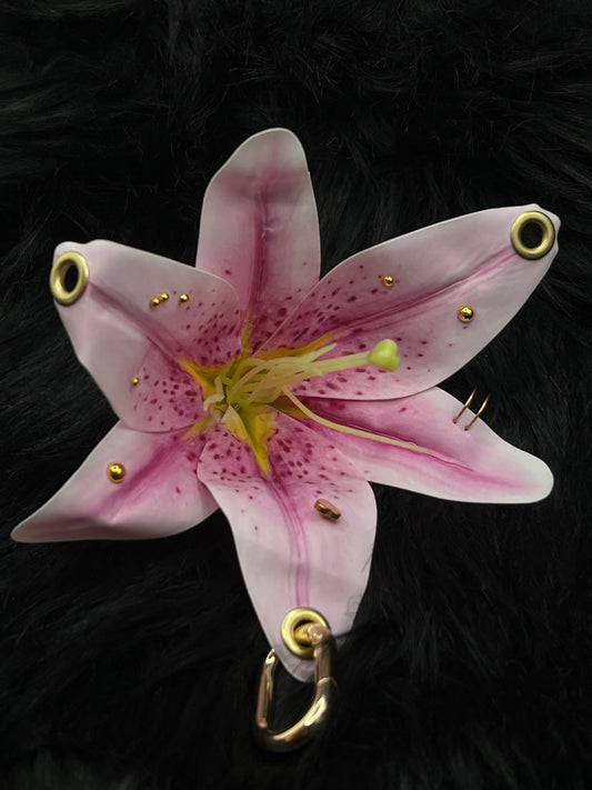 Purple Pierced Lilys Keychain with Gold Hardware