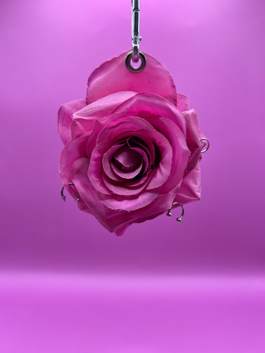 Pierced Pink Rose Keychain