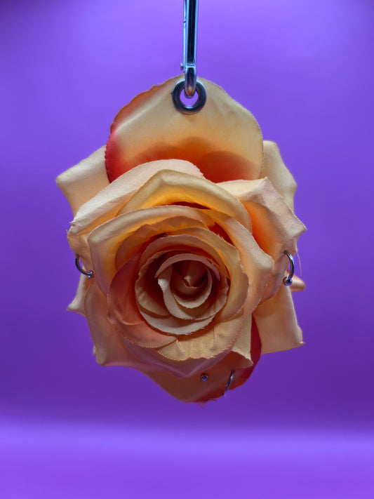 Pierced Yellow Rose Keychain