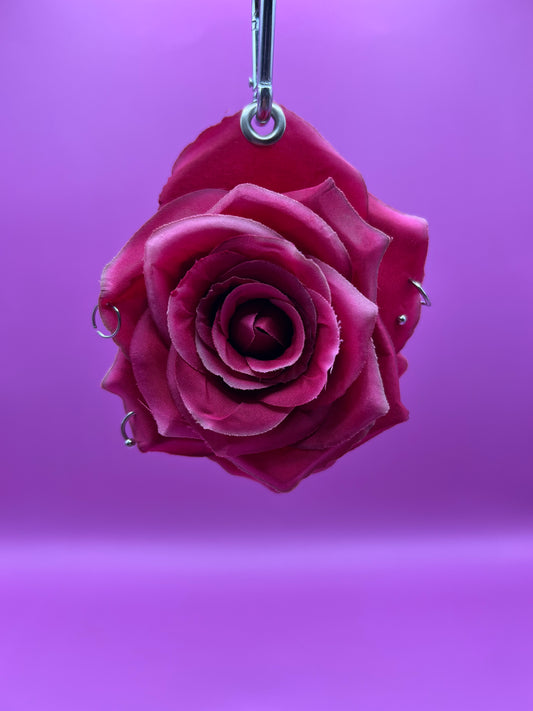 Pierced Red Rose Keychain