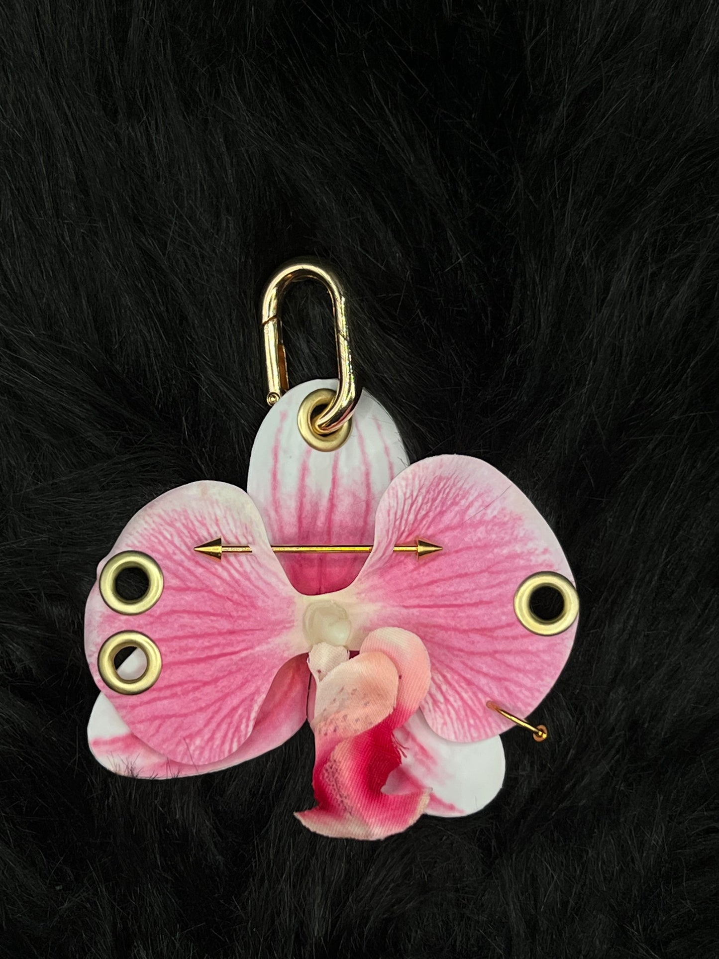 Pink Pierced Orchid with Gold Hardware