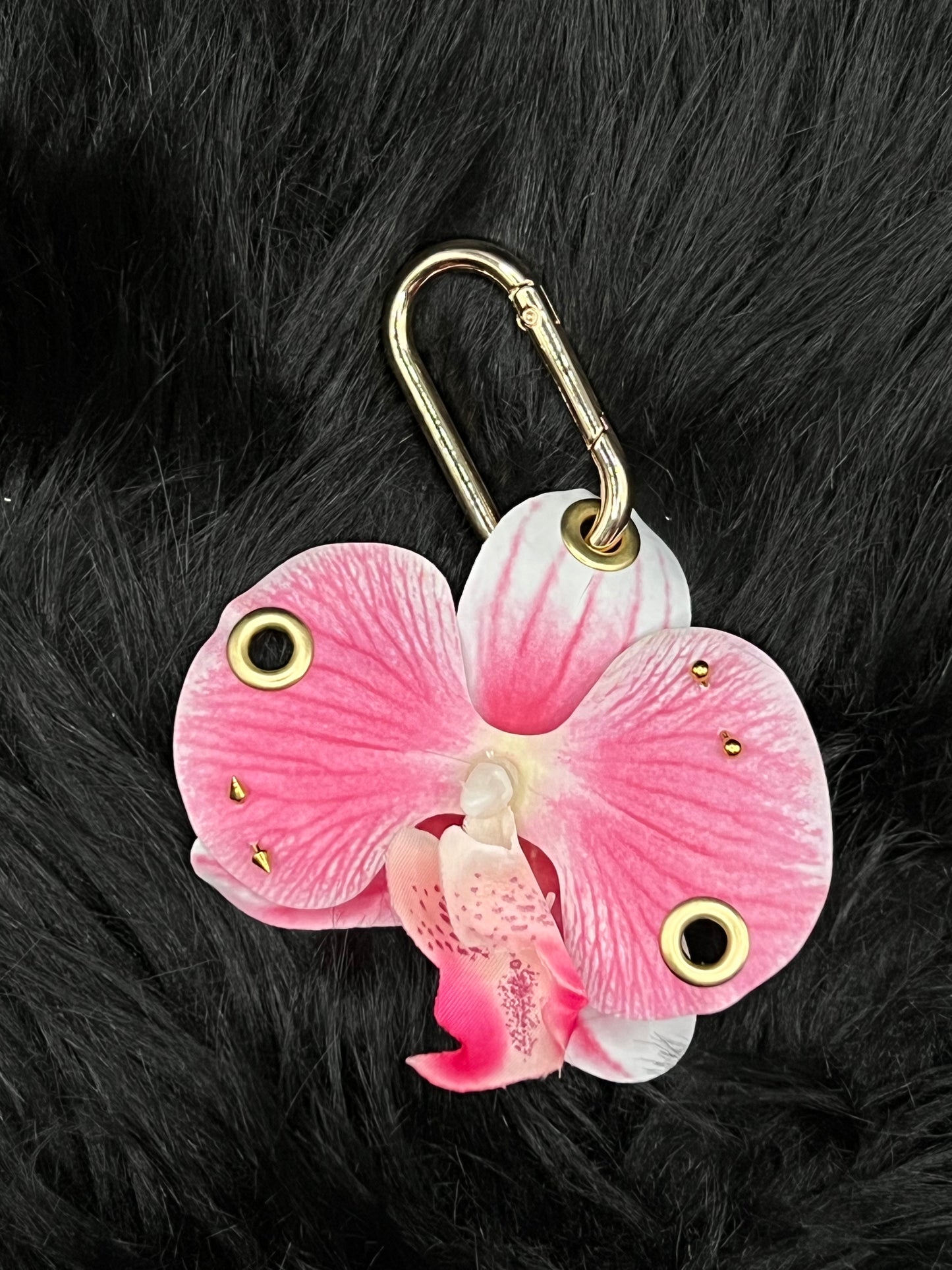 Pink Pierced Orchid with Gold Hardware