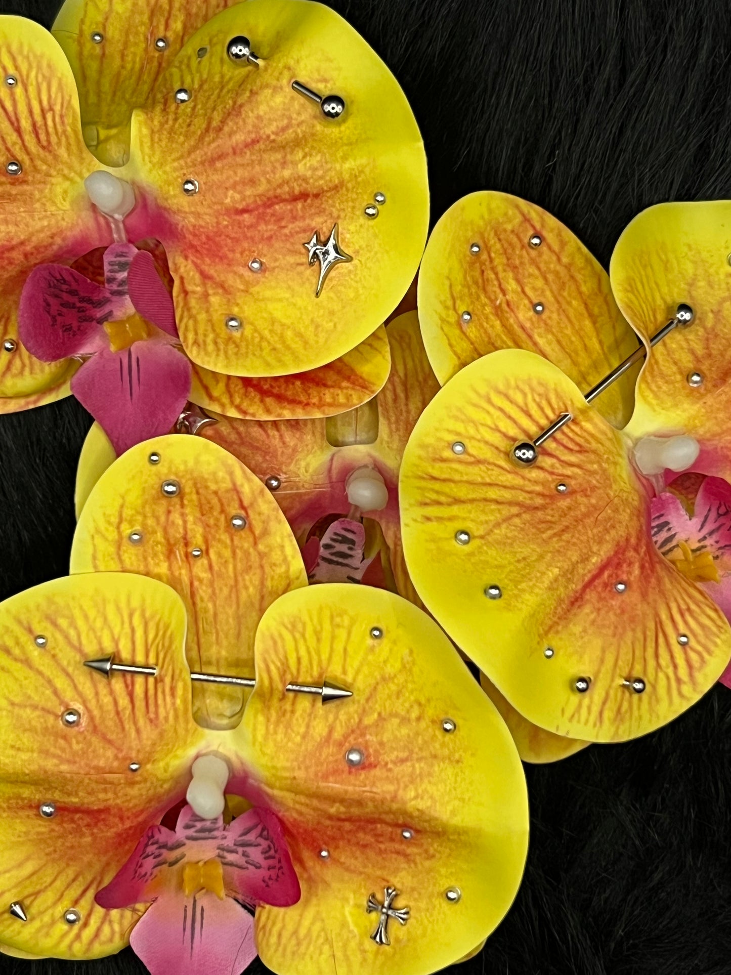 Yellow Pierced Orchid Hairclip
