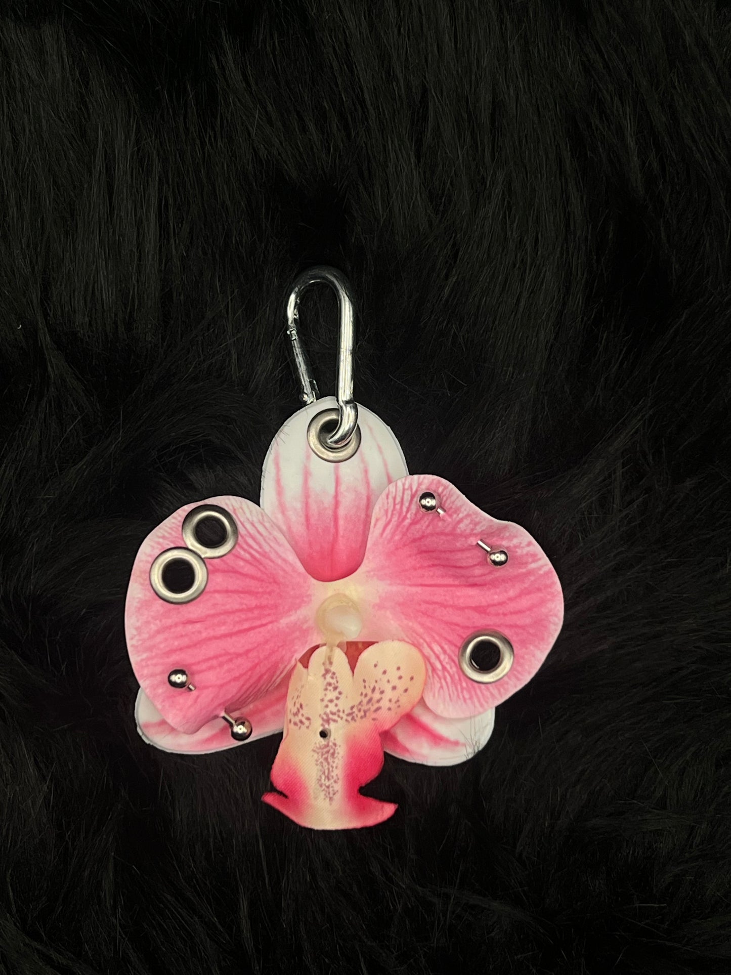 Pink Pierced Orchid with Silver Hardware