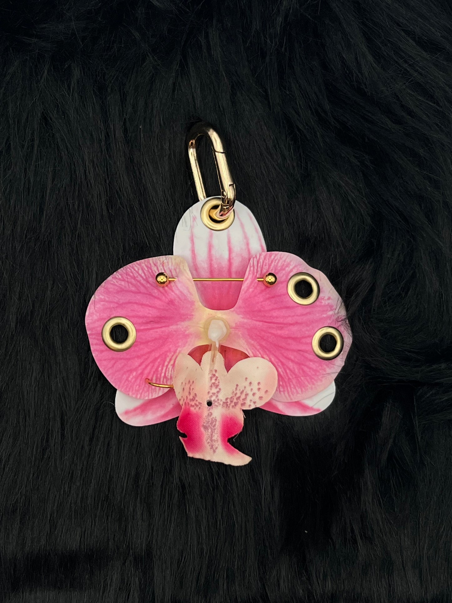 Pink Pierced Orchid with Gold Hardware