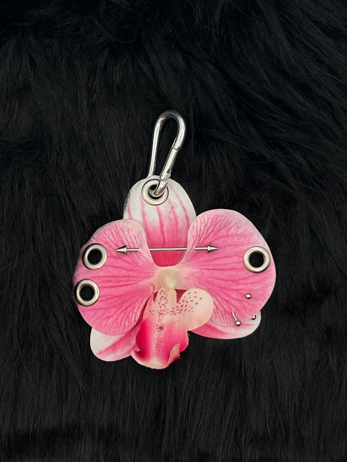 Pink Pierced Orchid with Silver Hardware
