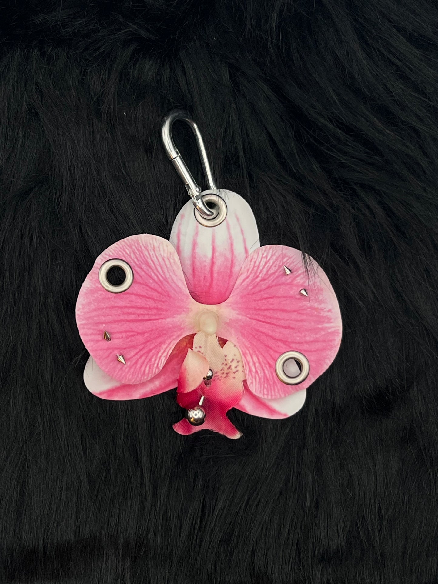 Pink Pierced Orchid with Silver Hardware