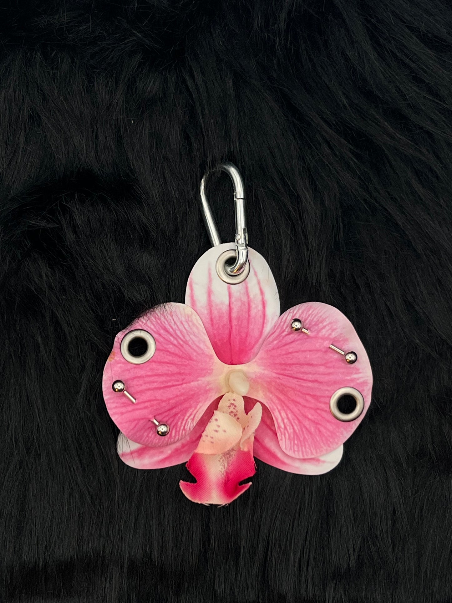 Pink Pierced Orchid with Silver Hardware