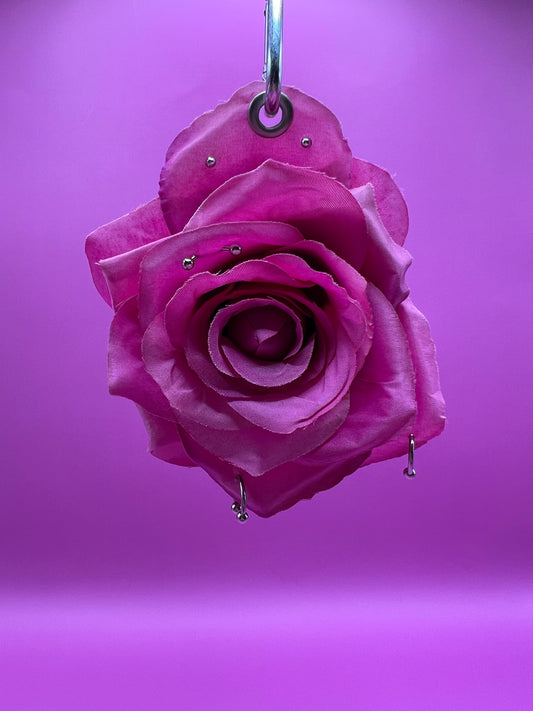 Pierced Pink Rose Keychain