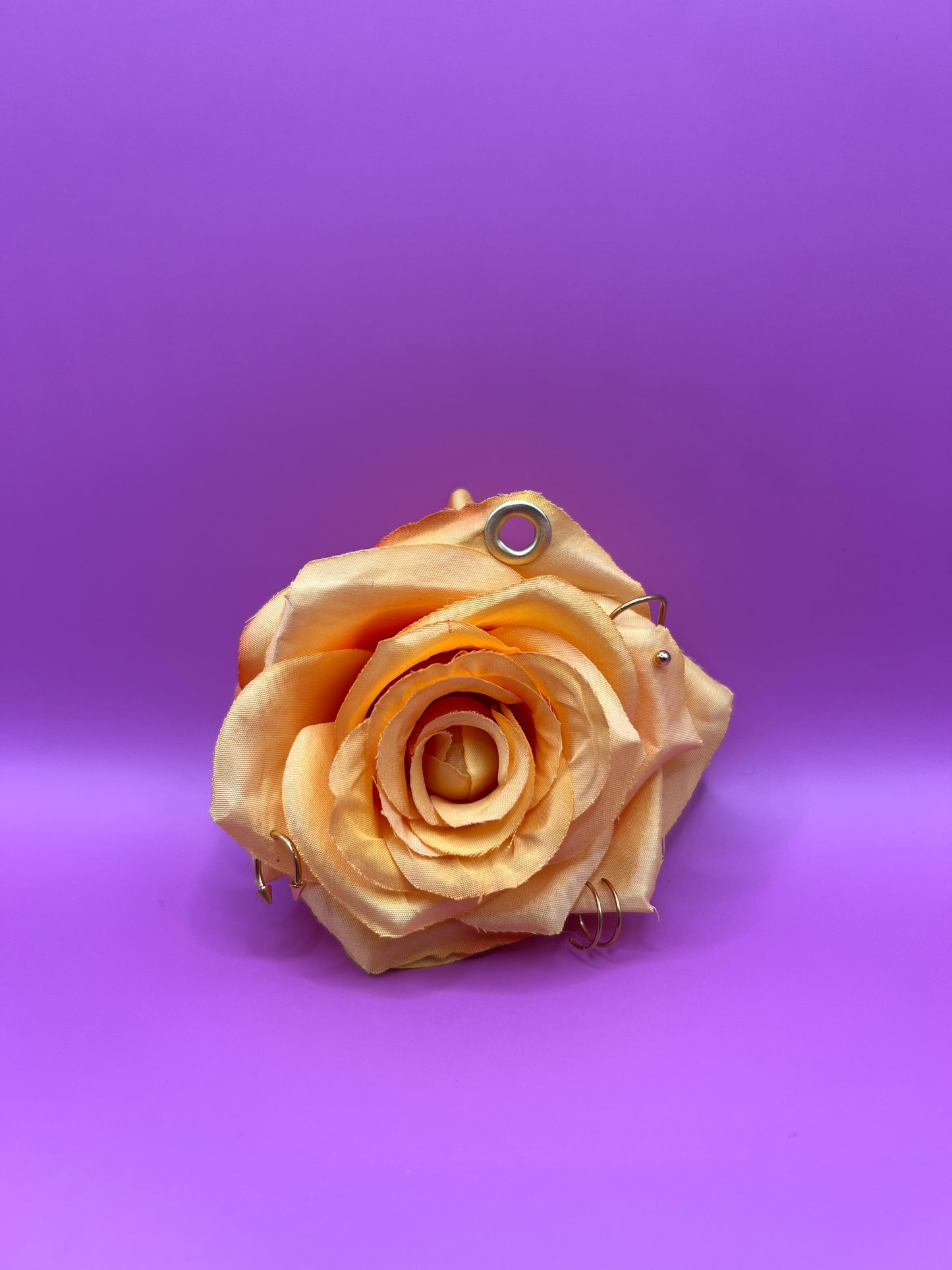 Pierced Yellow Rose Keychain