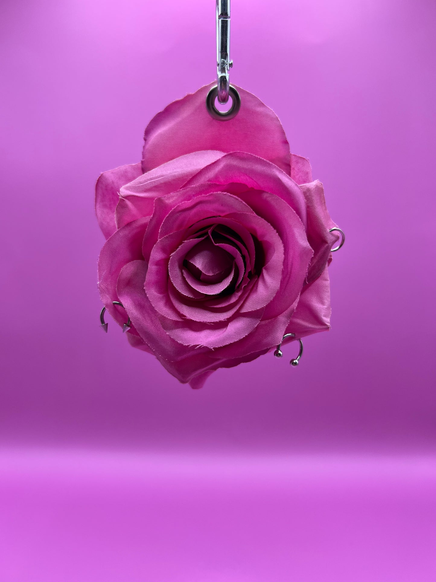 Pierced Pink Rose Keychain