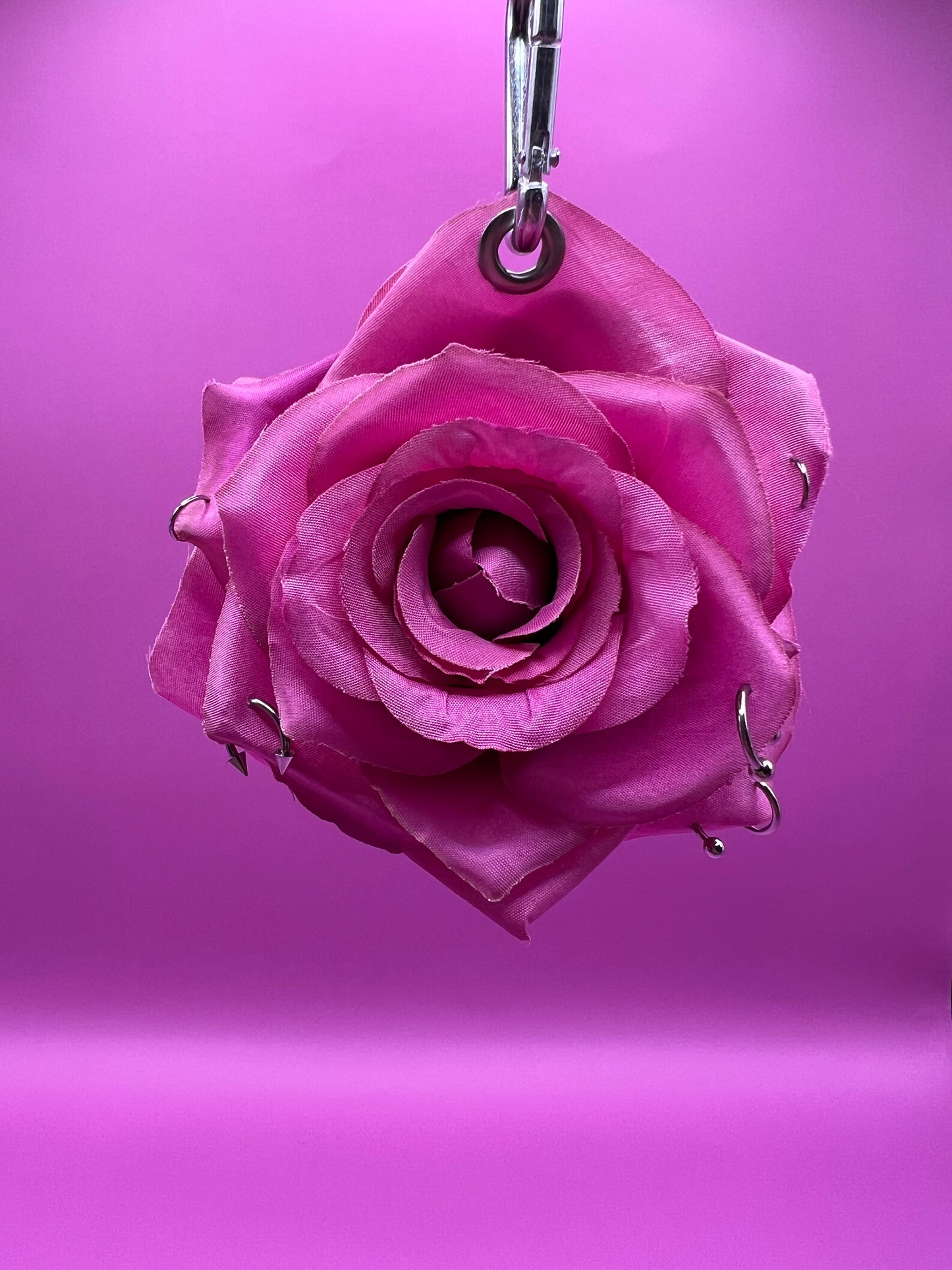 Pierced Pink Rose Keychain