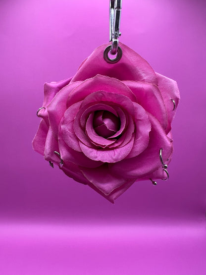 Pierced Pink Rose Keychain