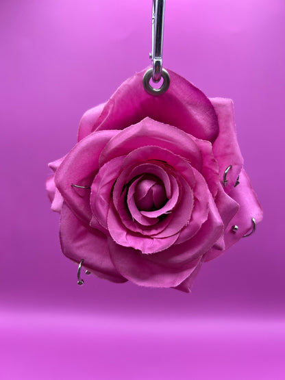 Pierced Pink Rose Keychain