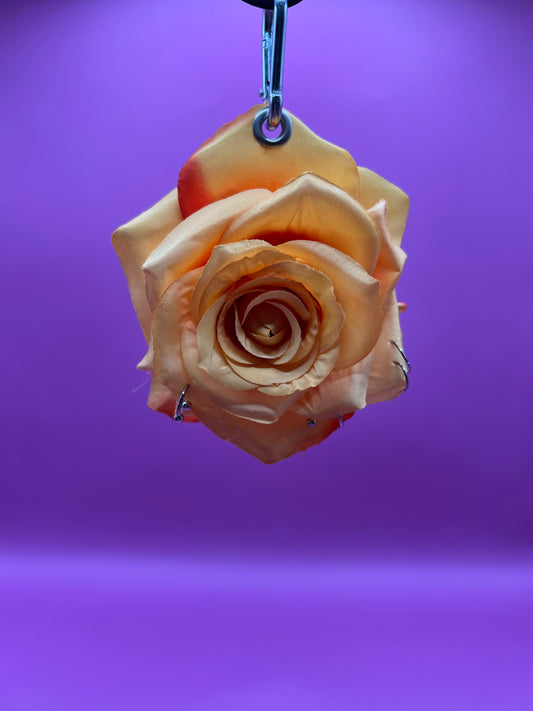 Pierced Yellow Rose Keychain