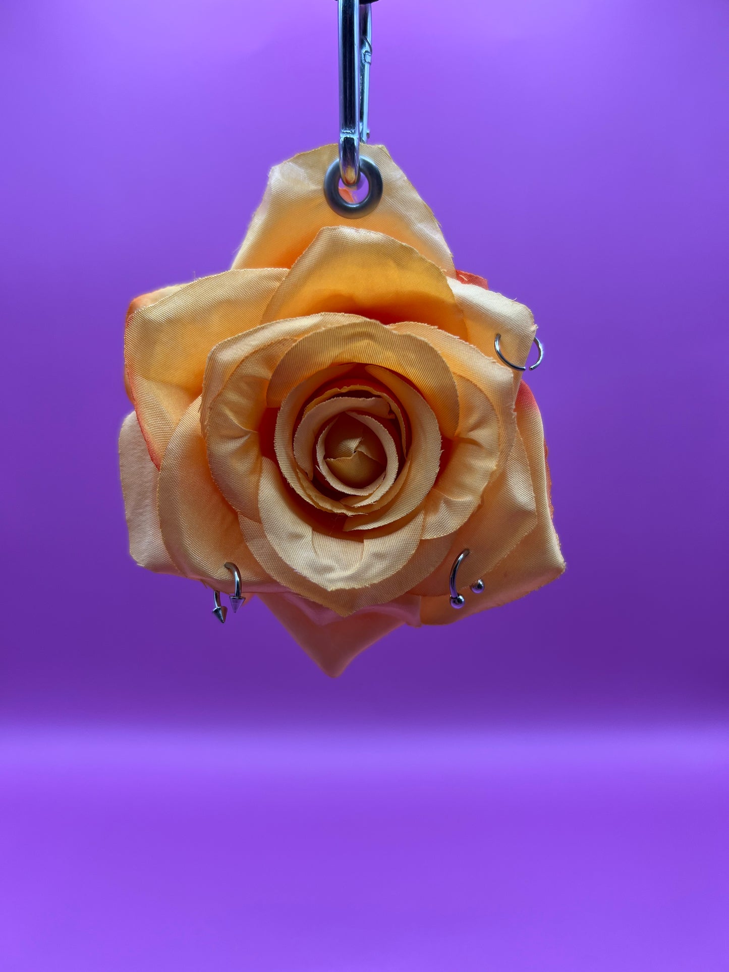 Pierced Yellow Rose Keychain