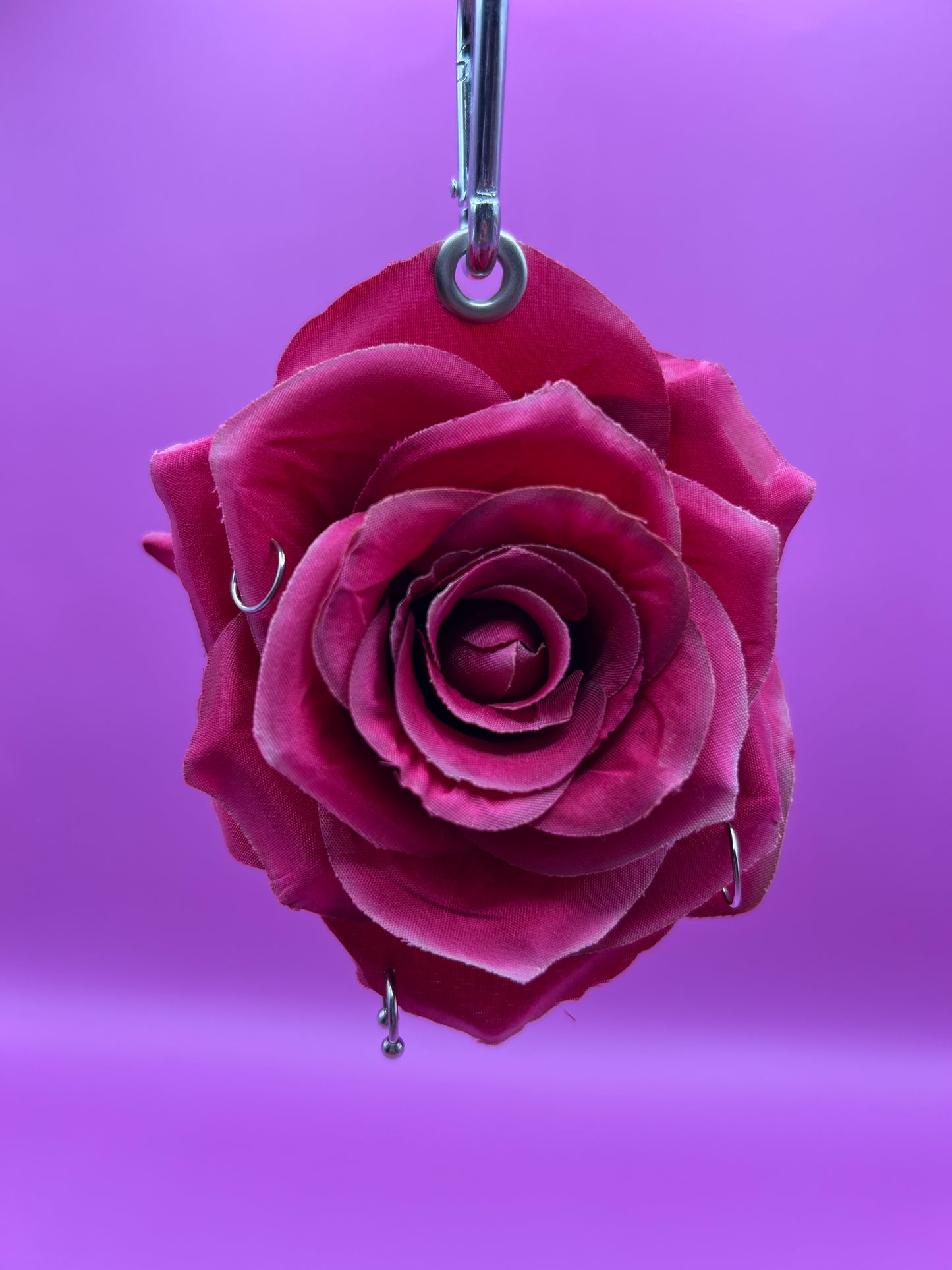 Pierced Red Rose Keychain