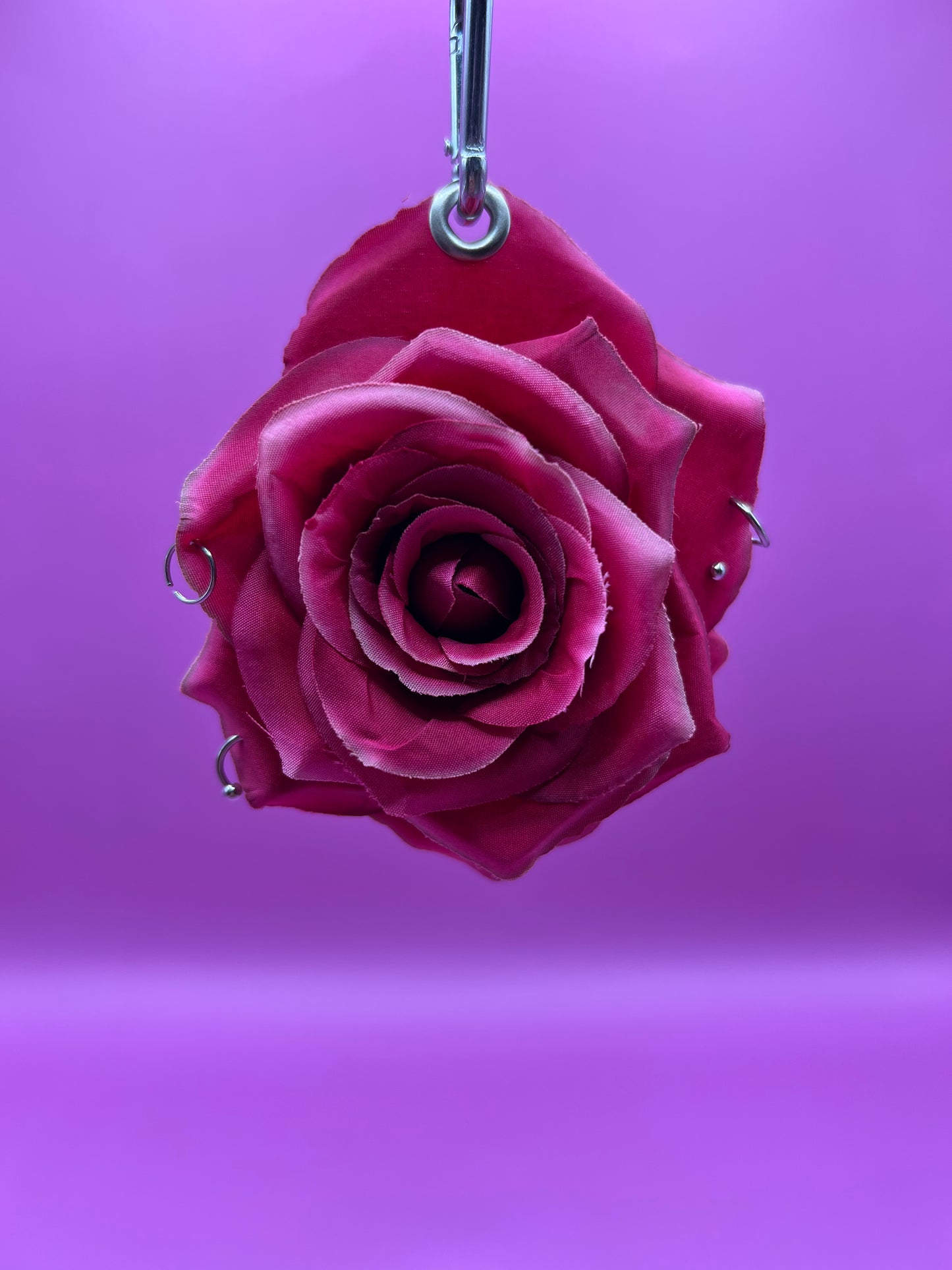 Pierced Red Rose Keychain