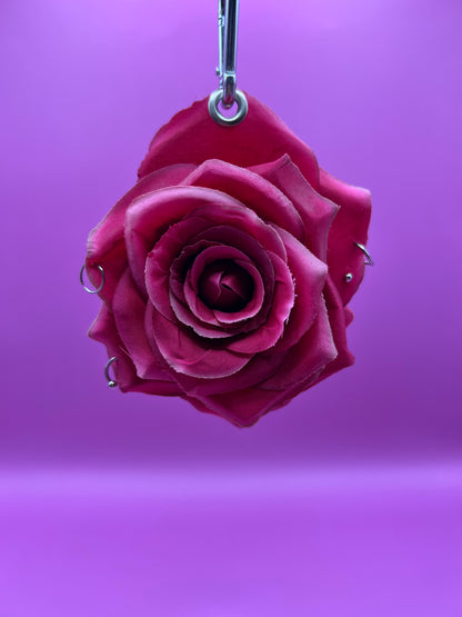 Pierced Red Rose Keychain