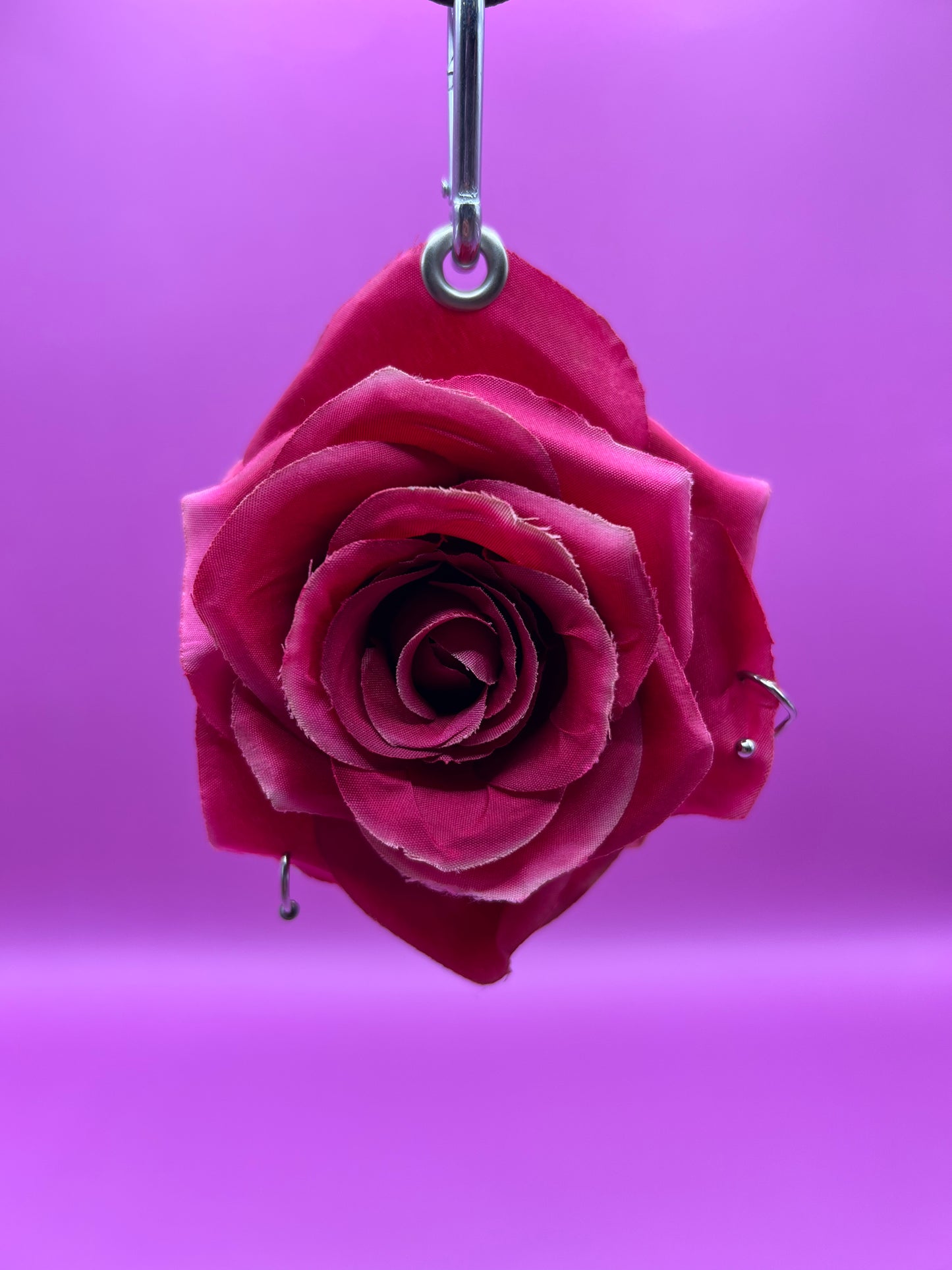 Pierced Red Rose Keychain