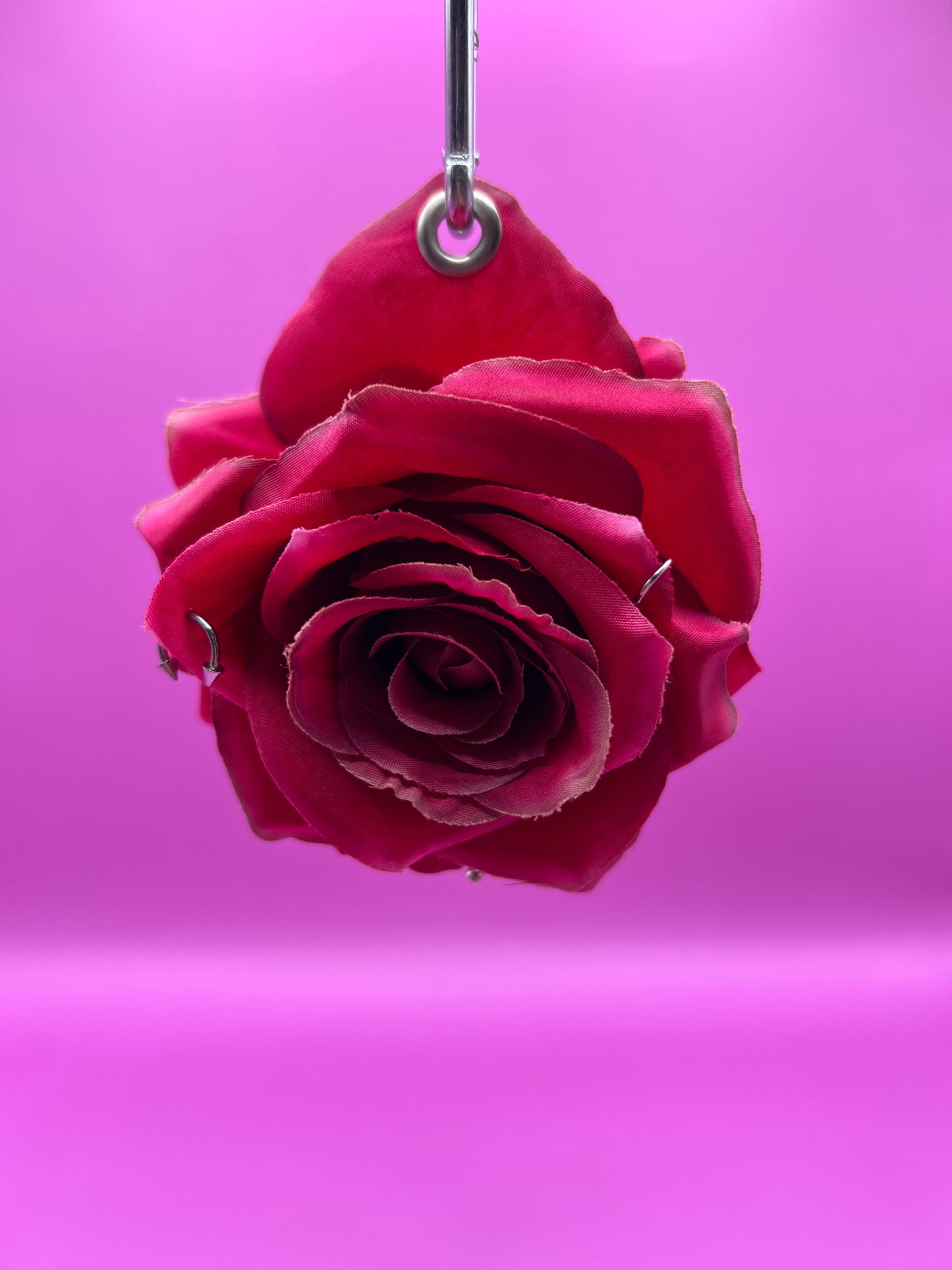 Pierced Red Rose Keychain
