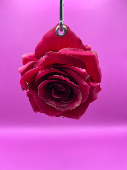 Pierced Red Rose Keychain