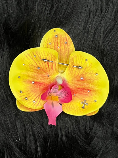 Yellow Pierced Orchid Hairclip