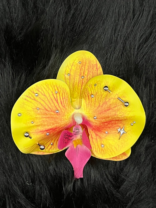Yellow Pierced Orchid Hairclip