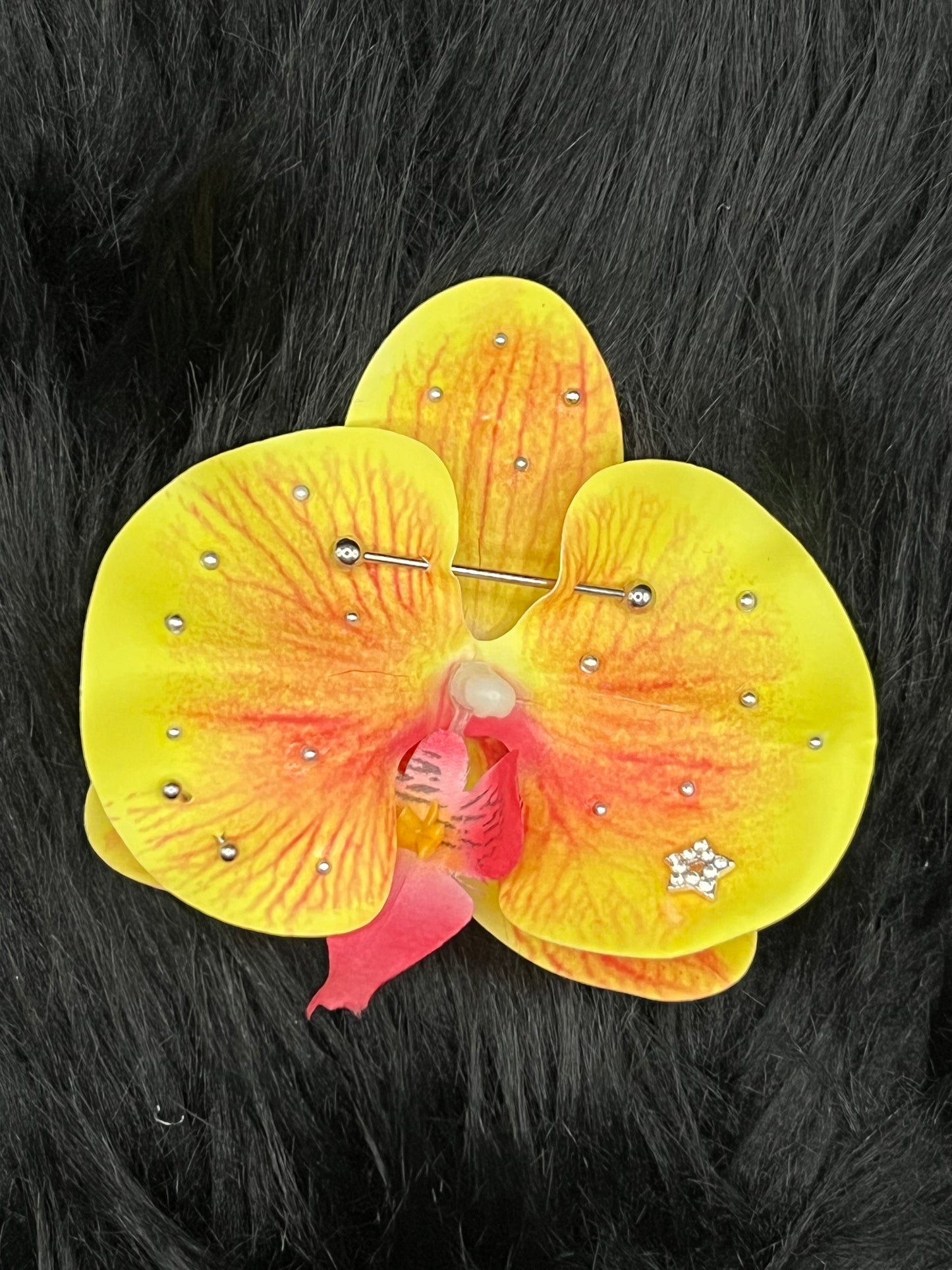 Yellow Pierced Orchid Hairclip