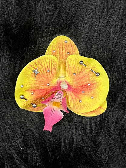 Yellow Pierced Orchid Hairclip