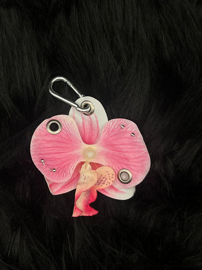 Pink Pierced Orchid with Silver Hardware