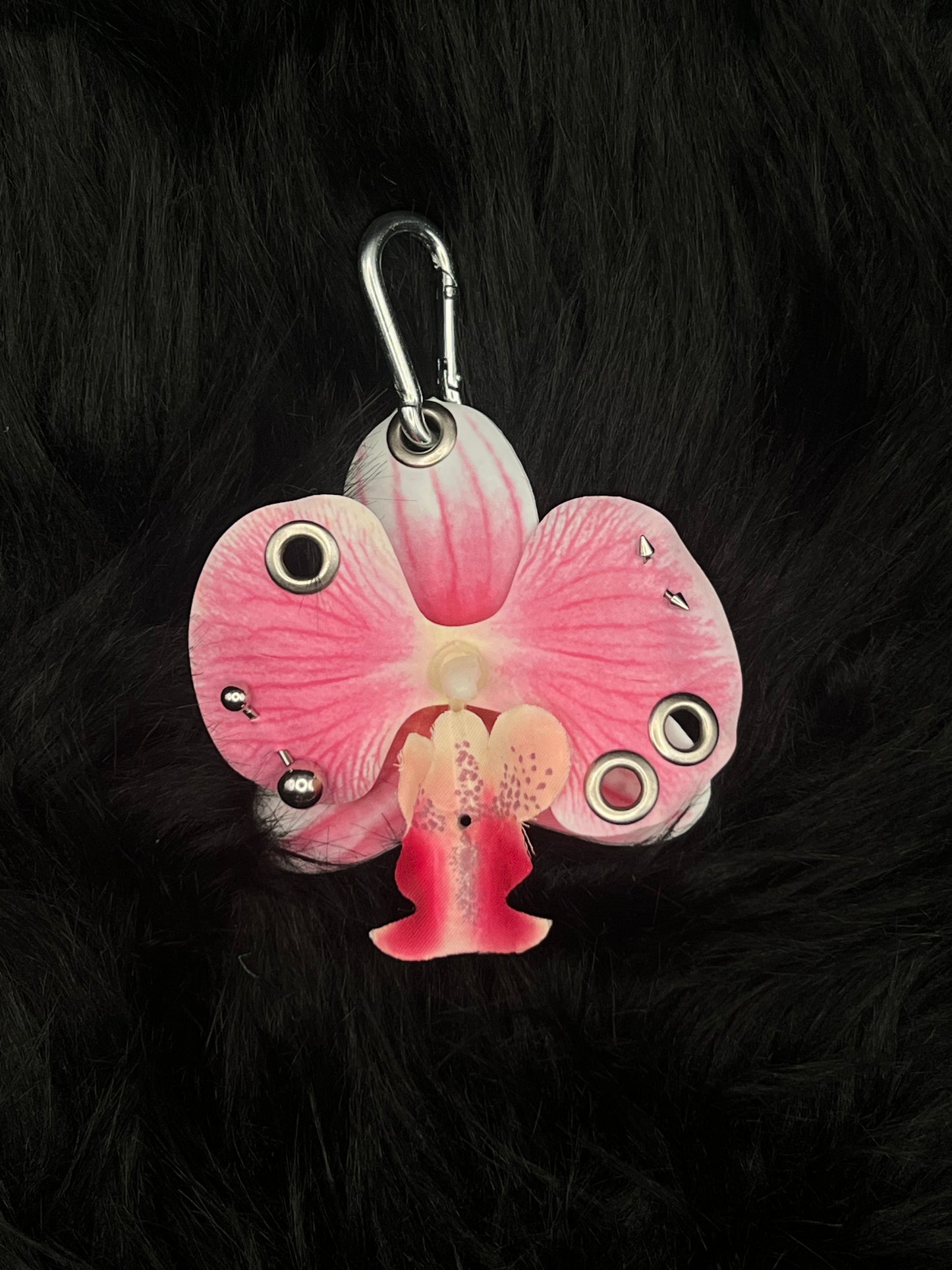 Pink Pierced Orchid with Silver Hardware