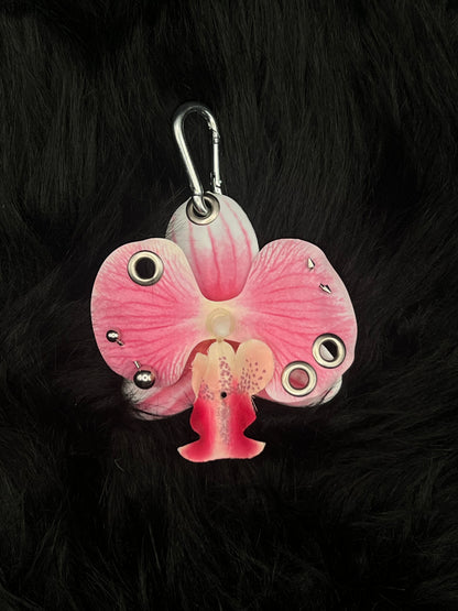 Pink Pierced Orchid with Silver Hardware