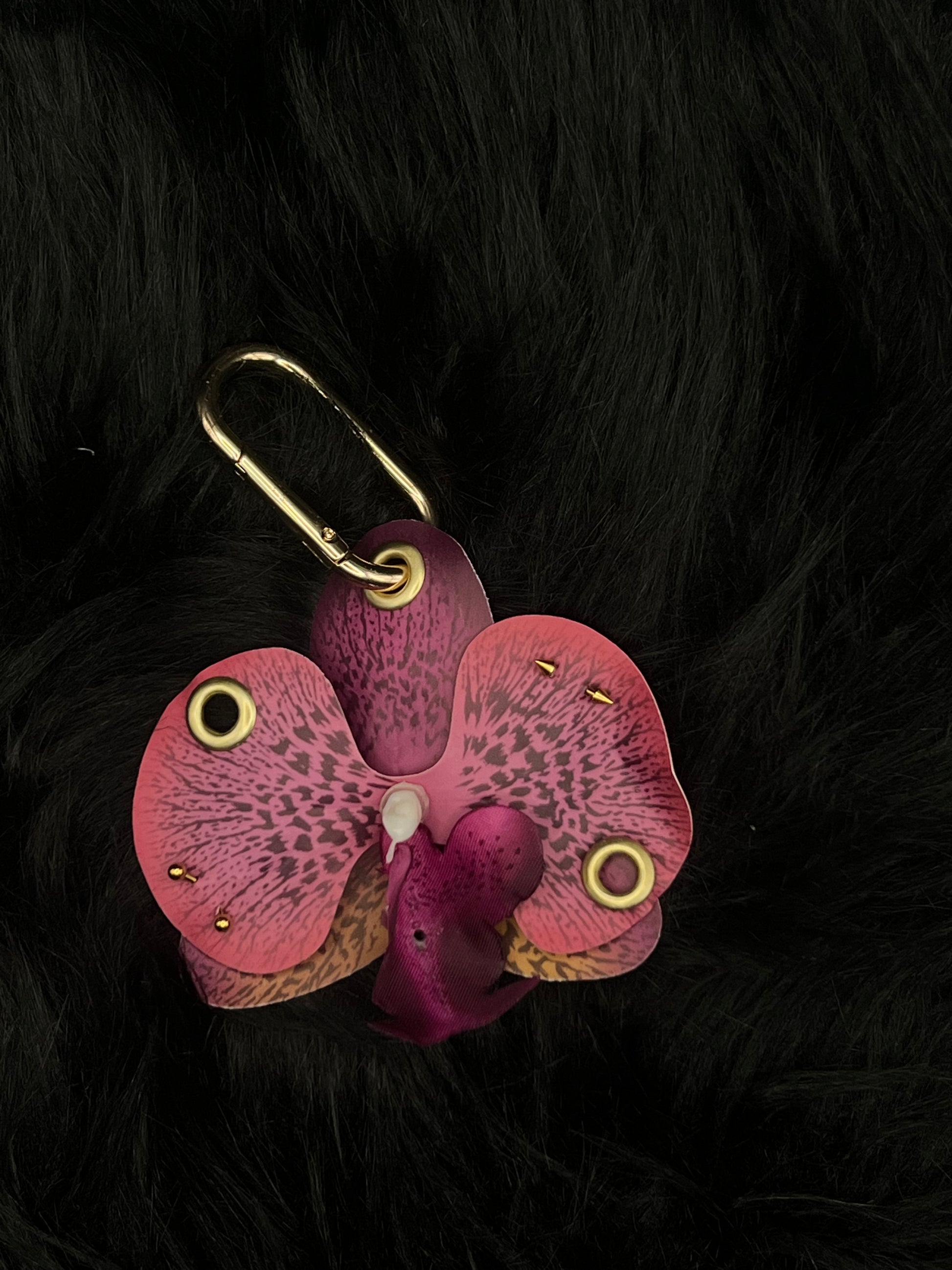 Purple Pierced Orchid Keychain with Gold Hardware – Kamira