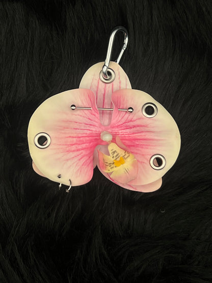 Limited Edition Light Pink Pierced Orchid with Silver Hardware