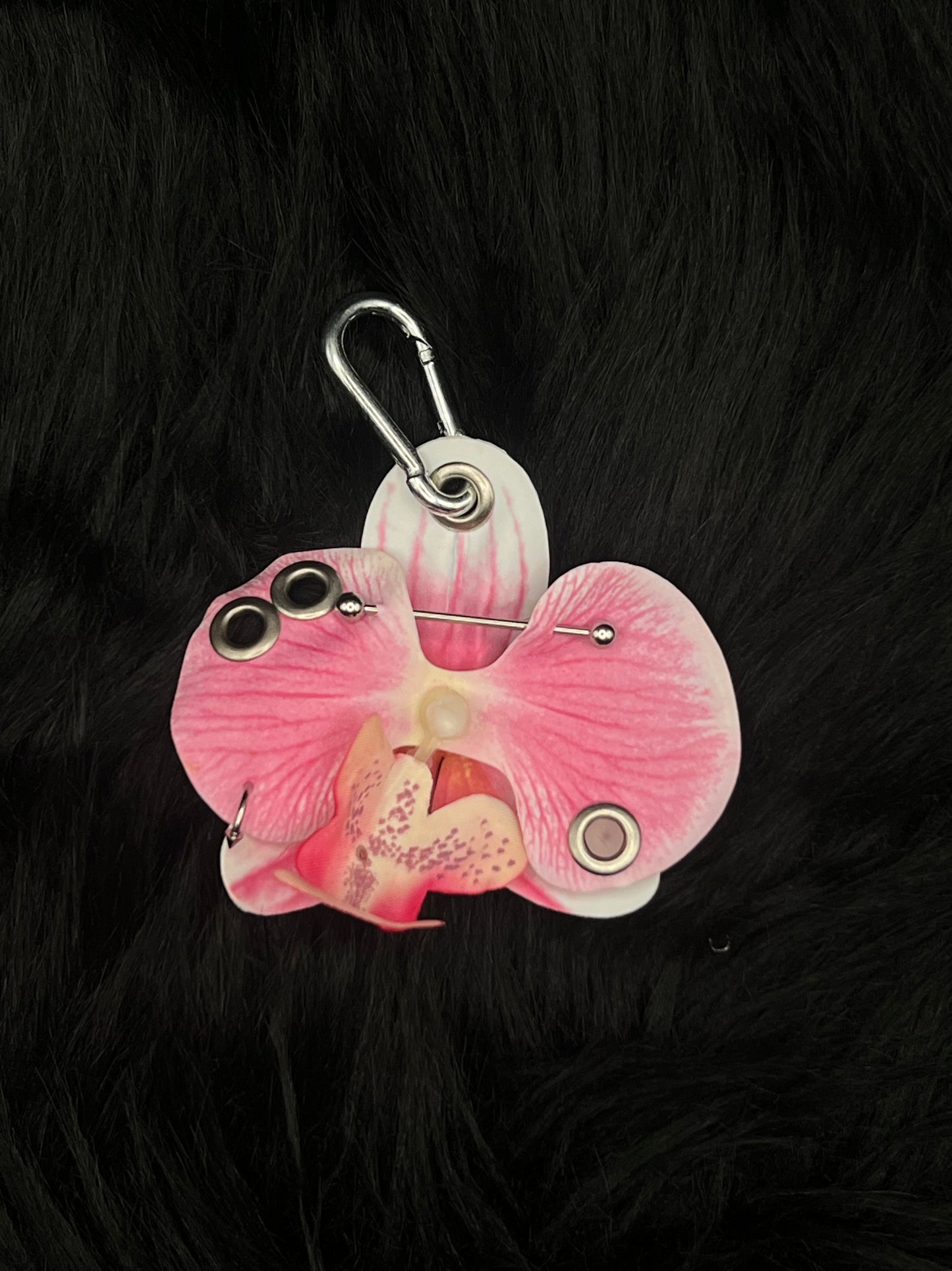 Pink Pierced Orchid with Silver Hardware