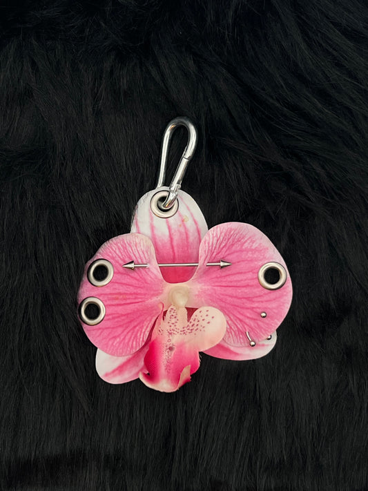 Pink Pierced Orchid with Silver Hardware